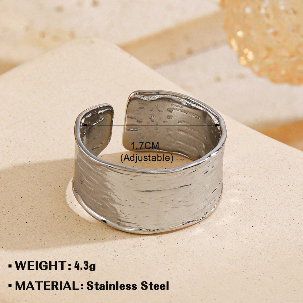 Pattern Heart-shaped Open Female Personality Wide Face Rings