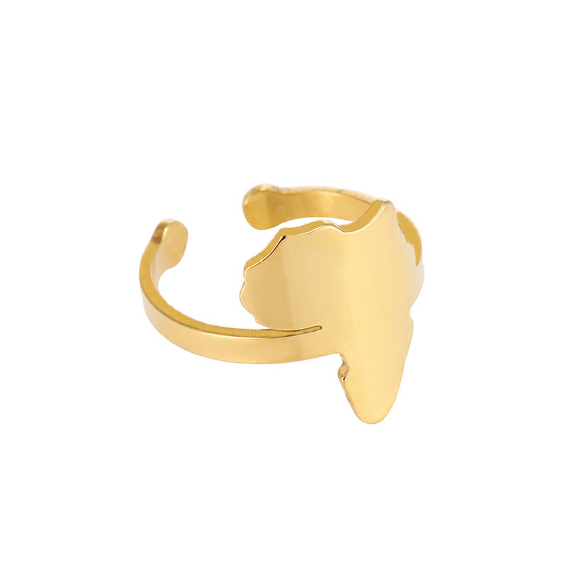 Women's Fashion Titanium Steel Glossy Gold Color Rings