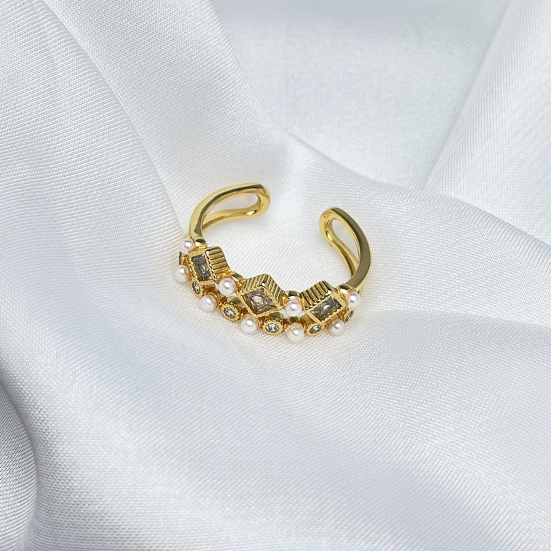 Female Light Luxury Minority Dignified Flowers Enamel Sweet Cool Rings