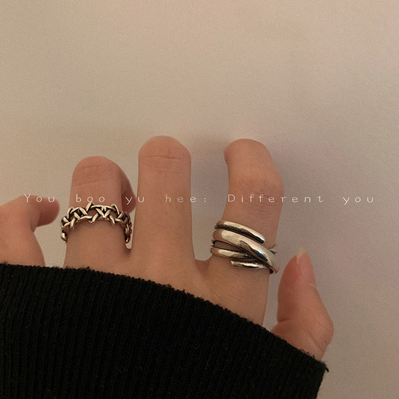 Women's & Men's Set Hip Hop Fashion Personalized Niche Rings