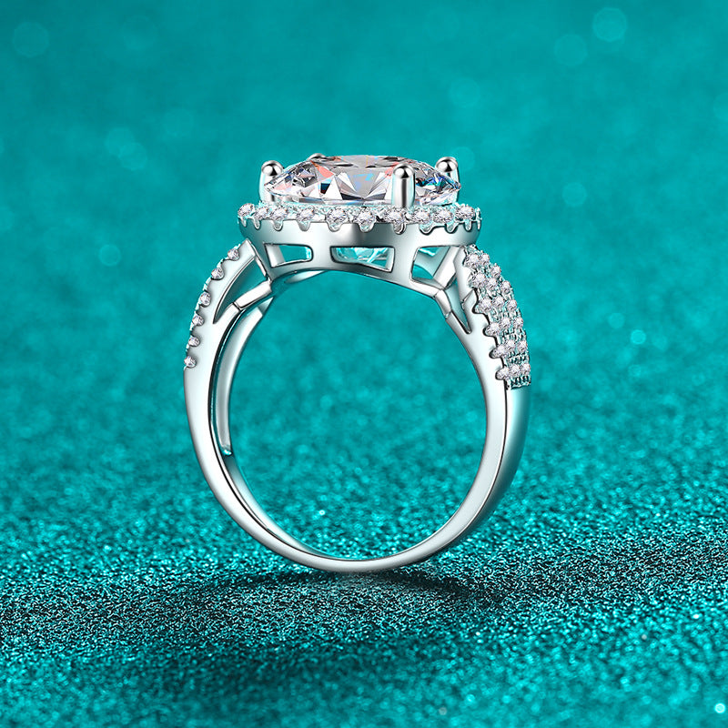 Women's Sier Karat Round Bag Moissanite Elegant Rings