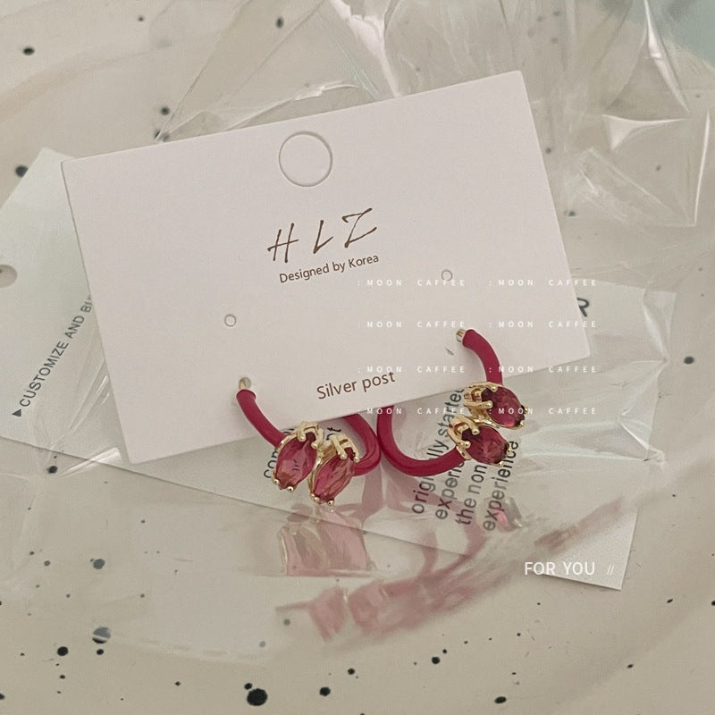 Color Sweet Cool Style Shaped Ear Dripping Oil Design Earrings