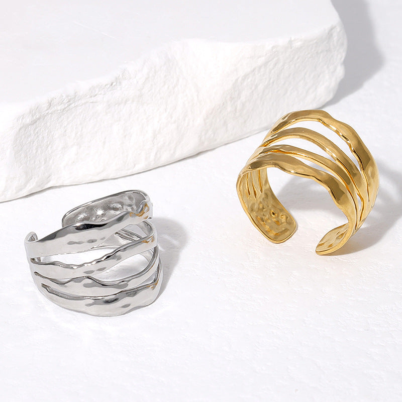 Women's Steel Simple Irregular Gold-plated High-grade Versatile Rings