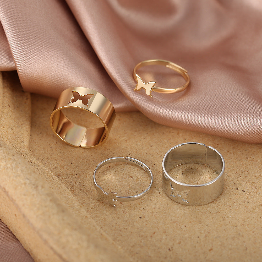 Suit 2 Set Creative Personality Butterfly Rings