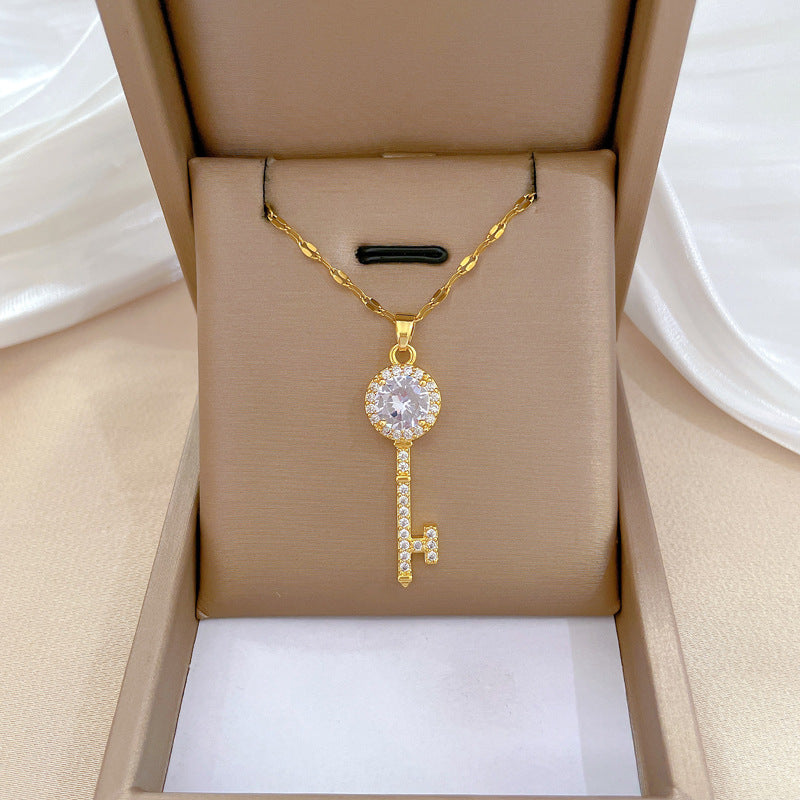 Steel Light Luxury Full Diamond Design Temperament Necklaces