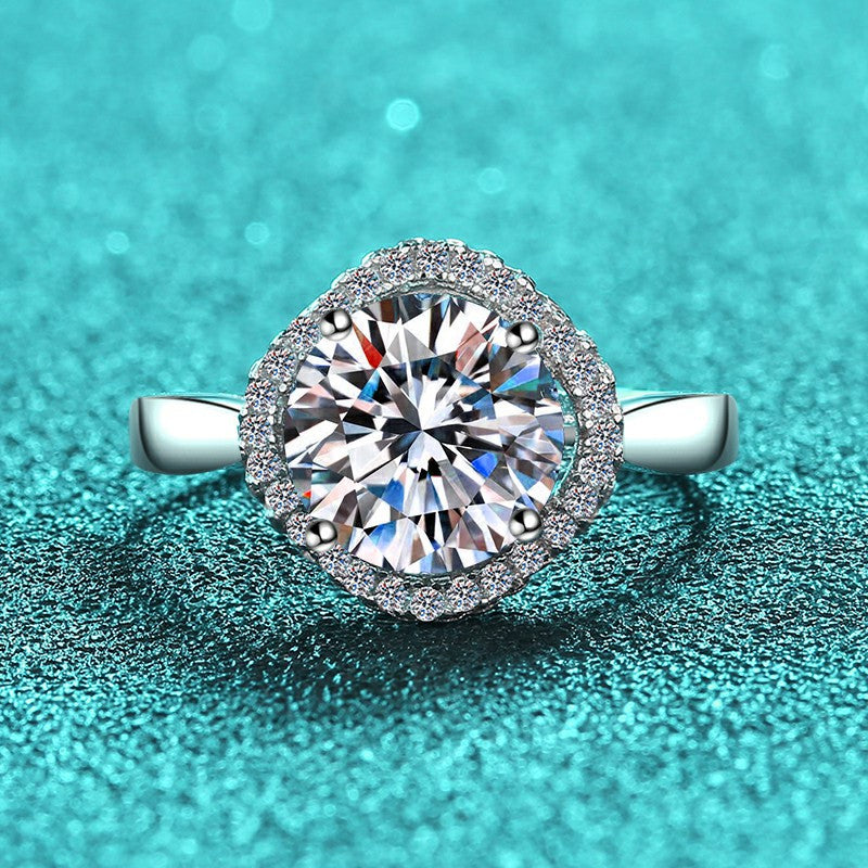 Sterling Sier Moissanite Karat Female White Gold Plated Starry Rings