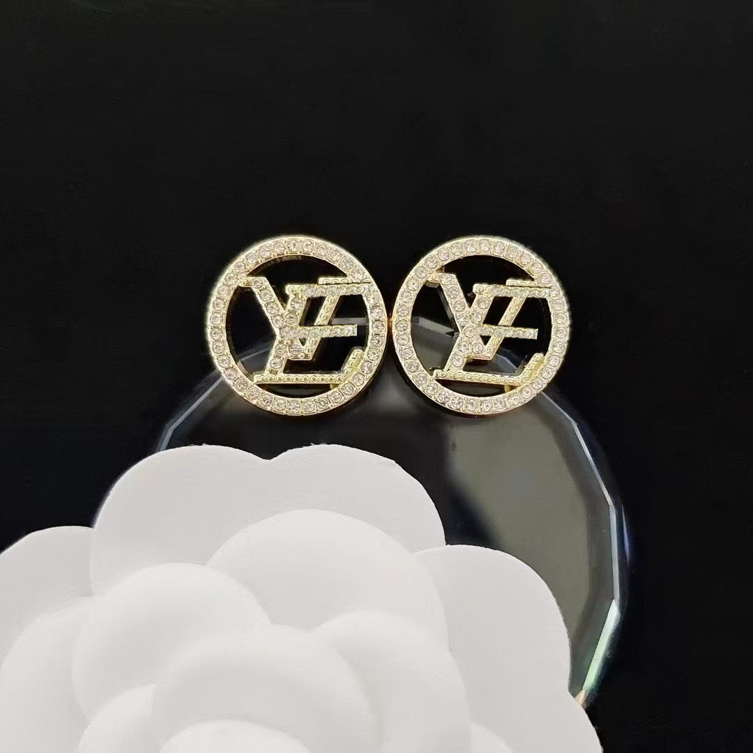 Women's & Men's Quality Collection Trending Rhinestone Letters Sier Earrings