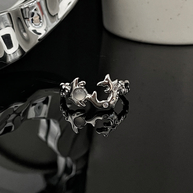 Asterism Simple Opal Stylish Opening Female Niche Design Light Rings