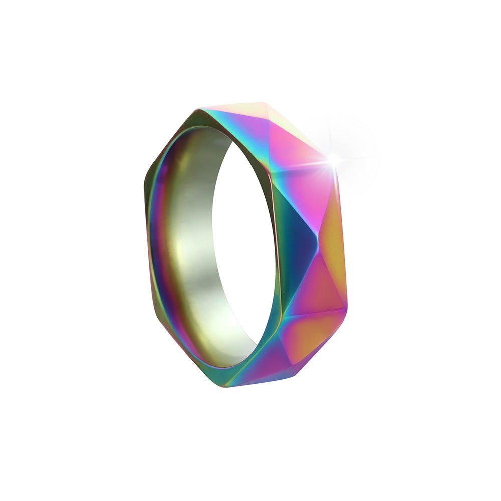 Men's Titanium Steel Ornament Diamond Cut Simple Rings