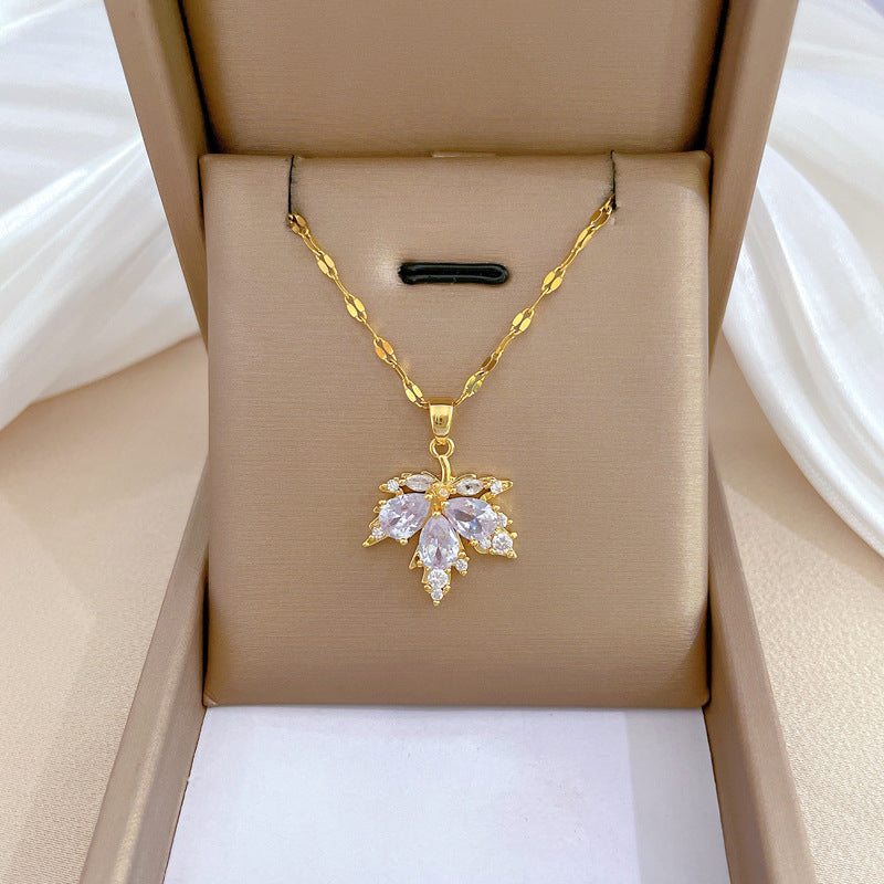 Steel Light Luxury Full Diamond Design Temperament Necklaces