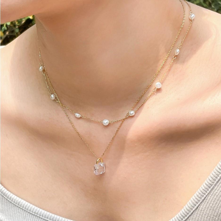 Korean Style Sterling Sier Pearl Bead Necklaces