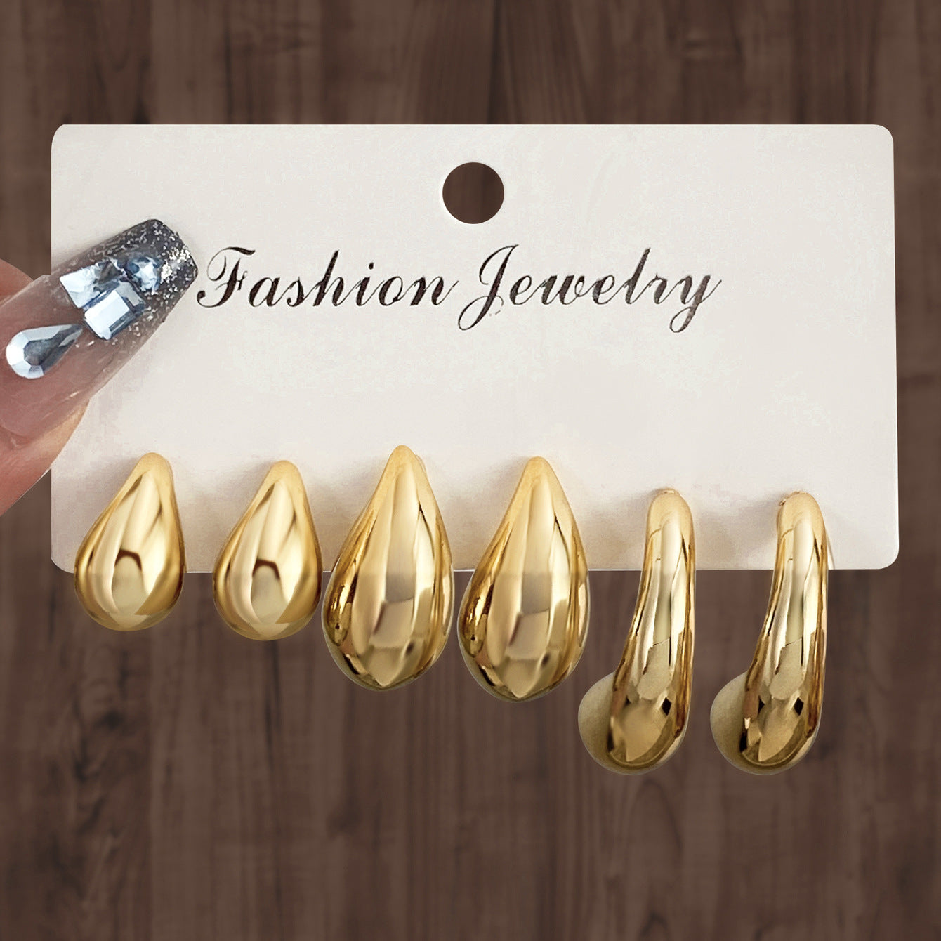 Golden Personality Water Drop Creative Complex Earrings