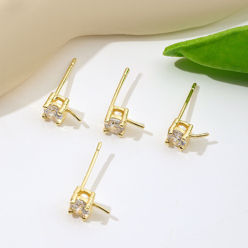 Gold-plated Pearl Accessories Micro Inlaid Zircon Earrings