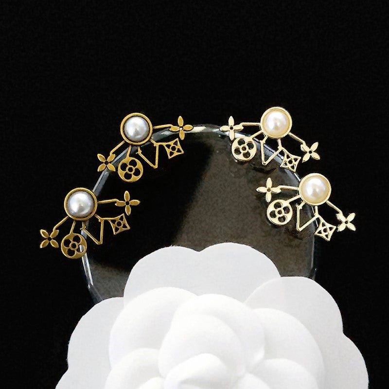 Women's & Men's Quality Collection Trending Rhinestone Letters Sier Earrings