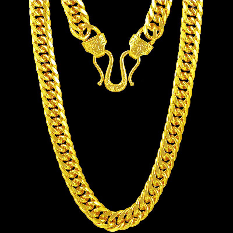 Men's Gold Hexagonal Sweater Chain Brass Vacuum Necklaces