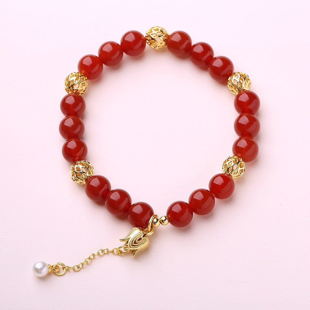 Broadcast Natural Red Agate Female Blessing Bracelets