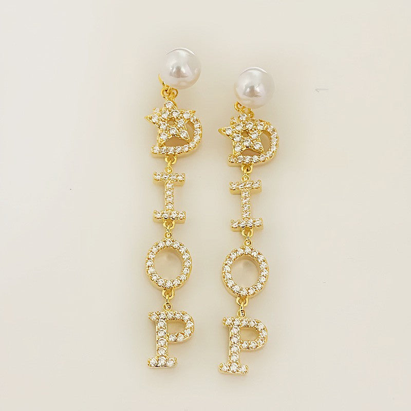 Fashion Zirconia Micro Inlaid Zircon Long Earrings
