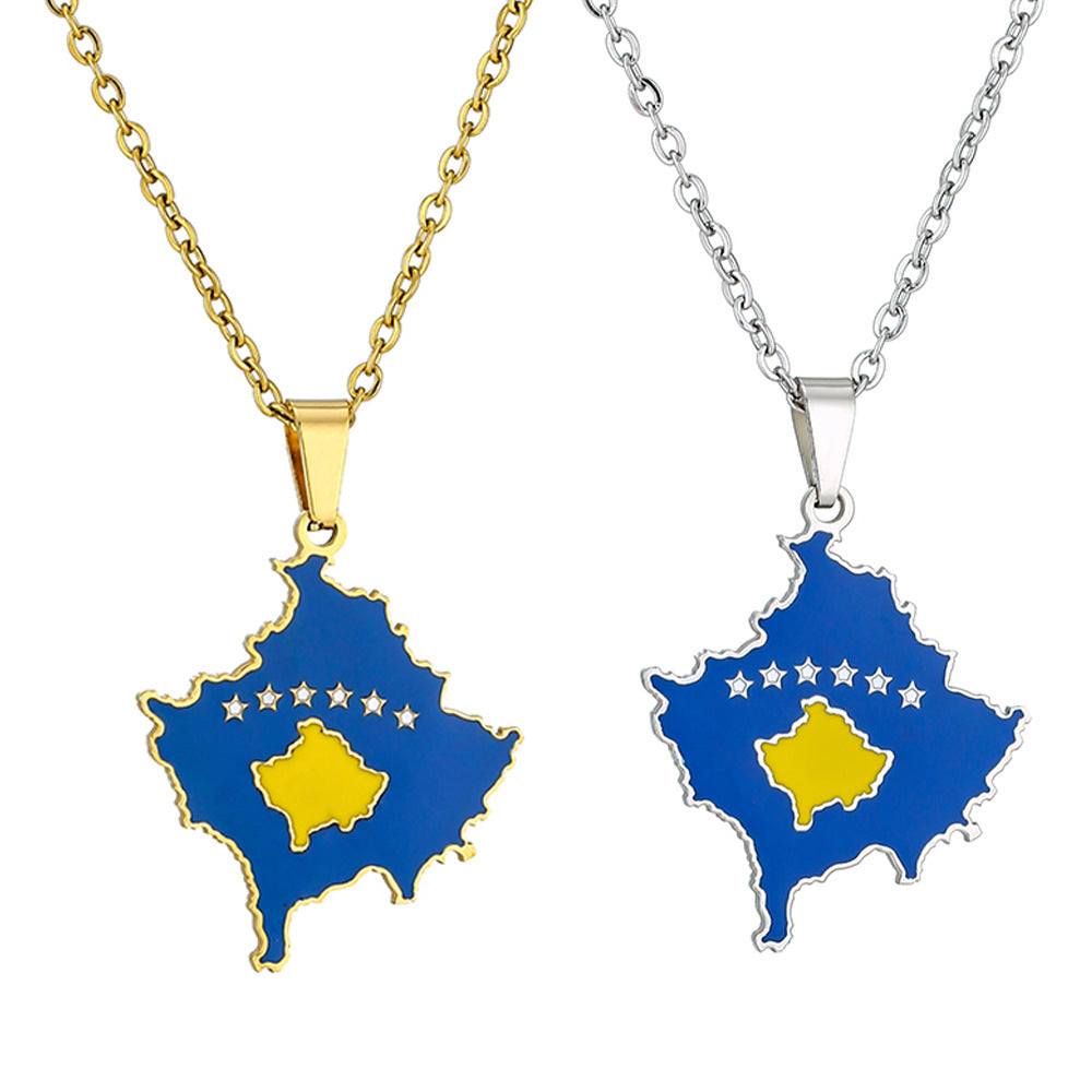 Steel Creative Vintage Drop Oil Map Of Pendants