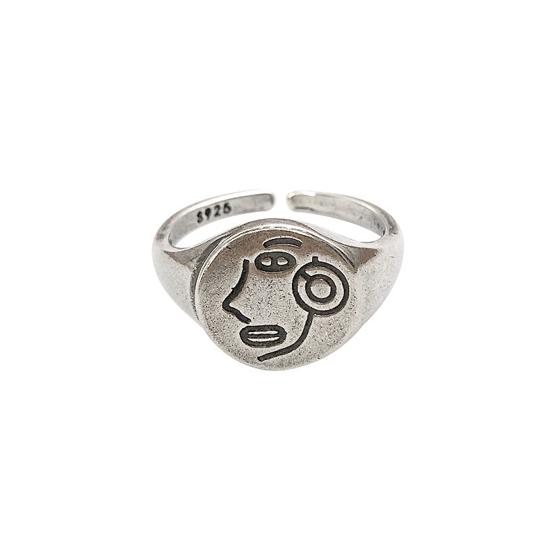 Sier Niche Portrait Simple Open Design Rings