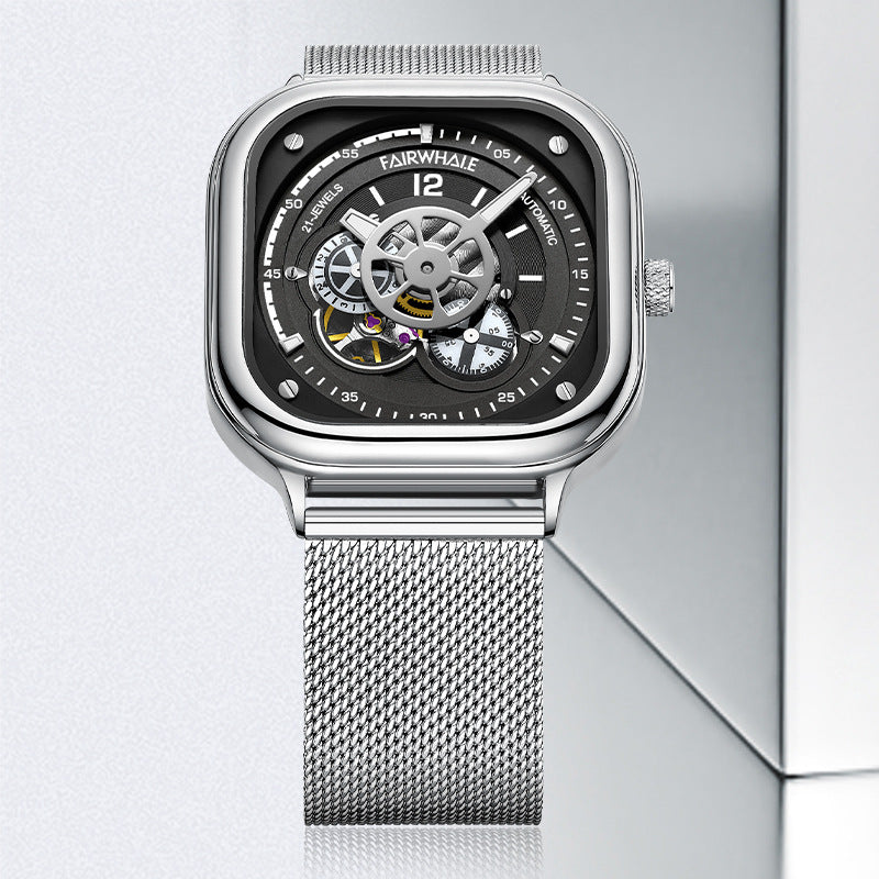 Watch Square Casual Hollow Large Dial Mechanical Watches