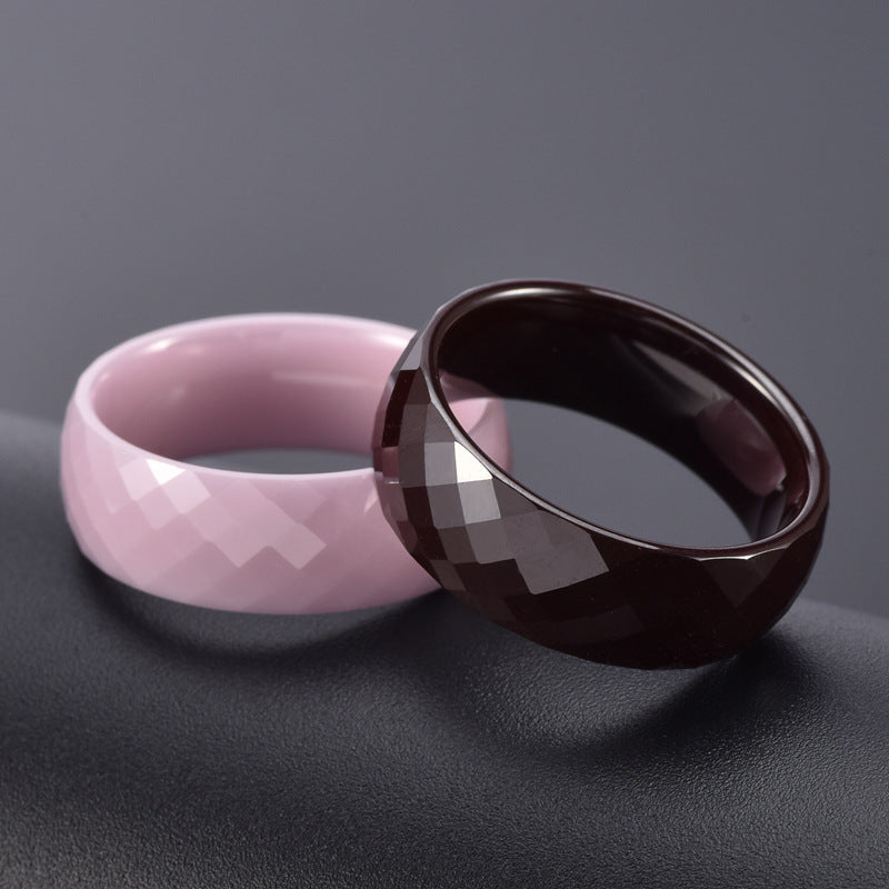 Women's & Men's Fashion Rhombus Ceramic Wide Irregular Cut Rings