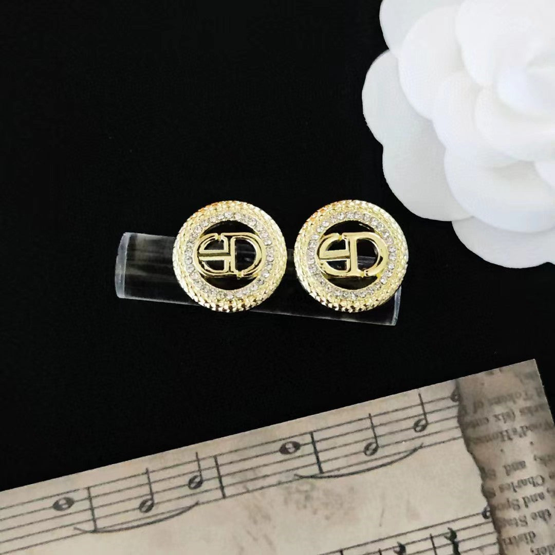 Women's & Men's Quality Collection Trending Rhinestone Letters Sier Earrings