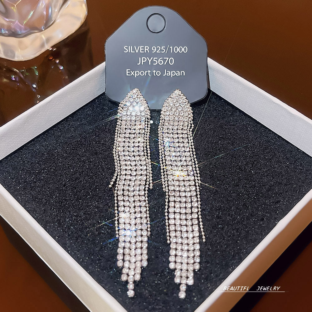 Women's Zircon Tassel High-grade Light Luxury Delicate Earrings