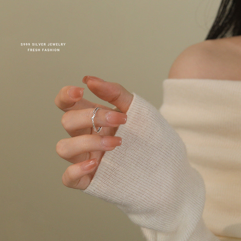 Winding Line Female Sterling Sier Simple Versatile Korean Rings