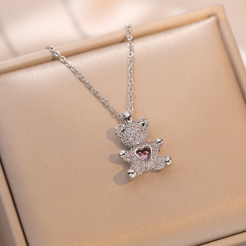 Pink Micro Inlaid Zircon Simple Adjustable Necklaces
