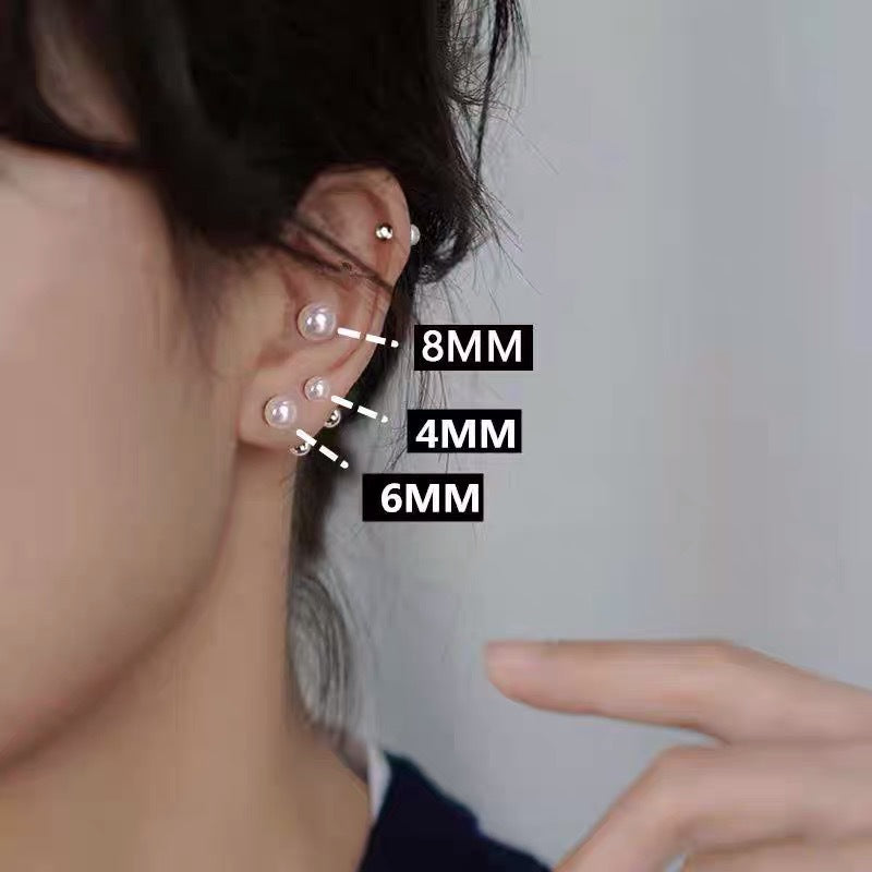 Women's Sterling Sier Freshwater Pearl Ear Sleeping No Need Earrings