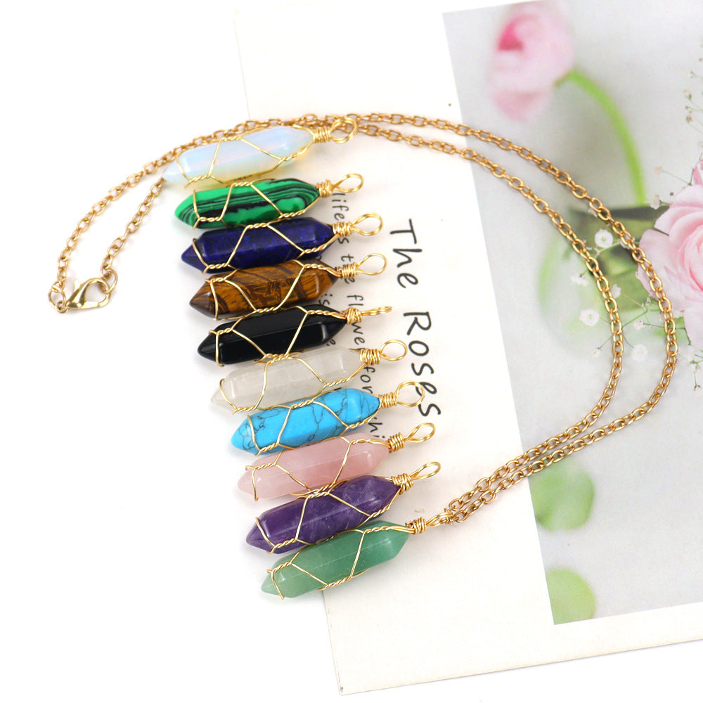 Handmade Winding Natural Stone Crystal Agate Necklaces
