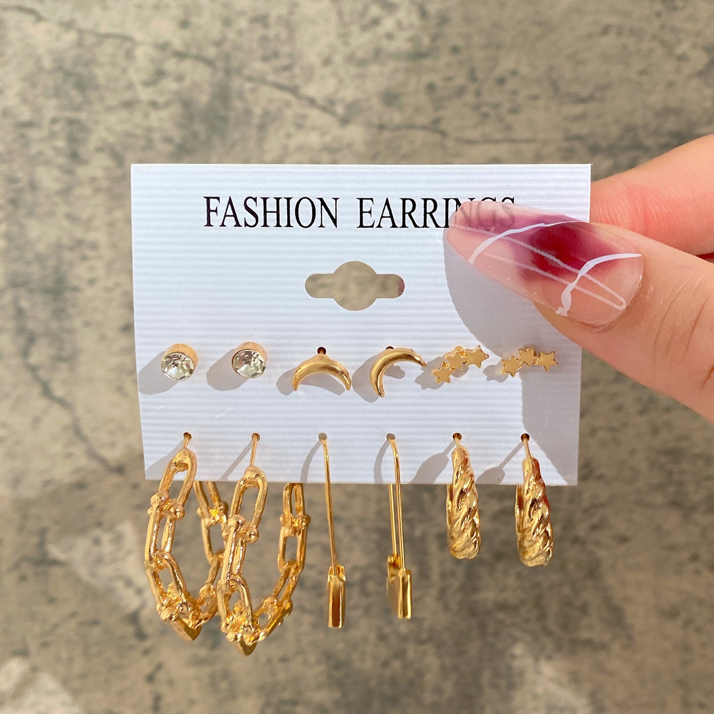 Pearl Tassel Suit Creative Simple Geometric Earrings