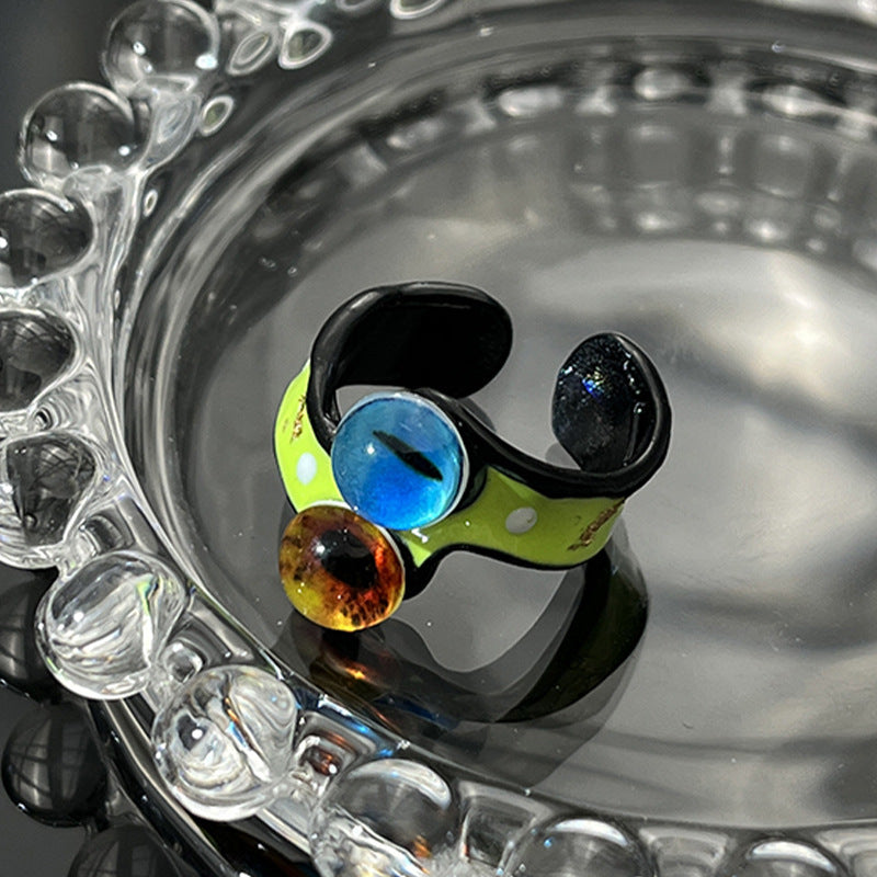 One-eyed Little Monster Niche Design Cartoon Sweet Cool Rings