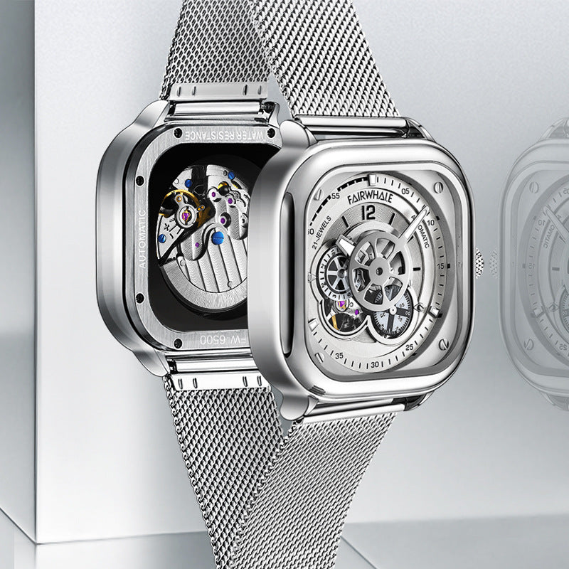 Watch Square Casual Hollow Large Dial Mechanical Watches