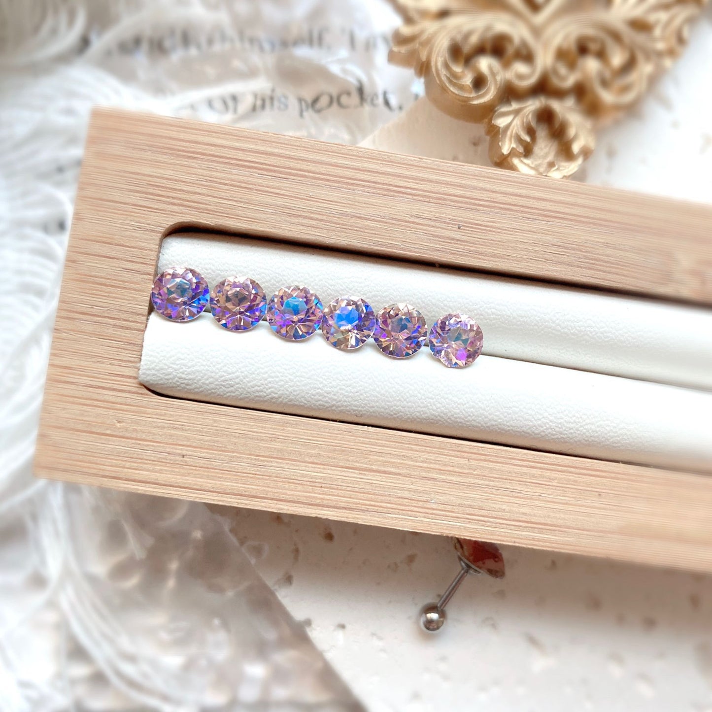 Coating Colorful Crystals Female Screw Tightening Earrings