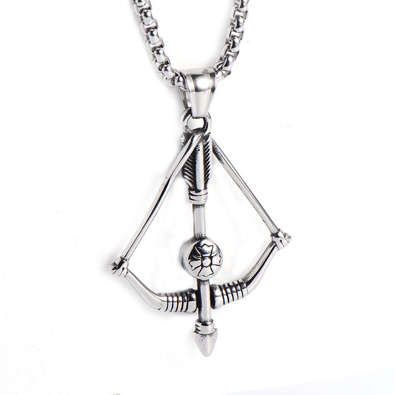 Men's Vintage Cross Ghost Head Titanium Fashion Necklaces