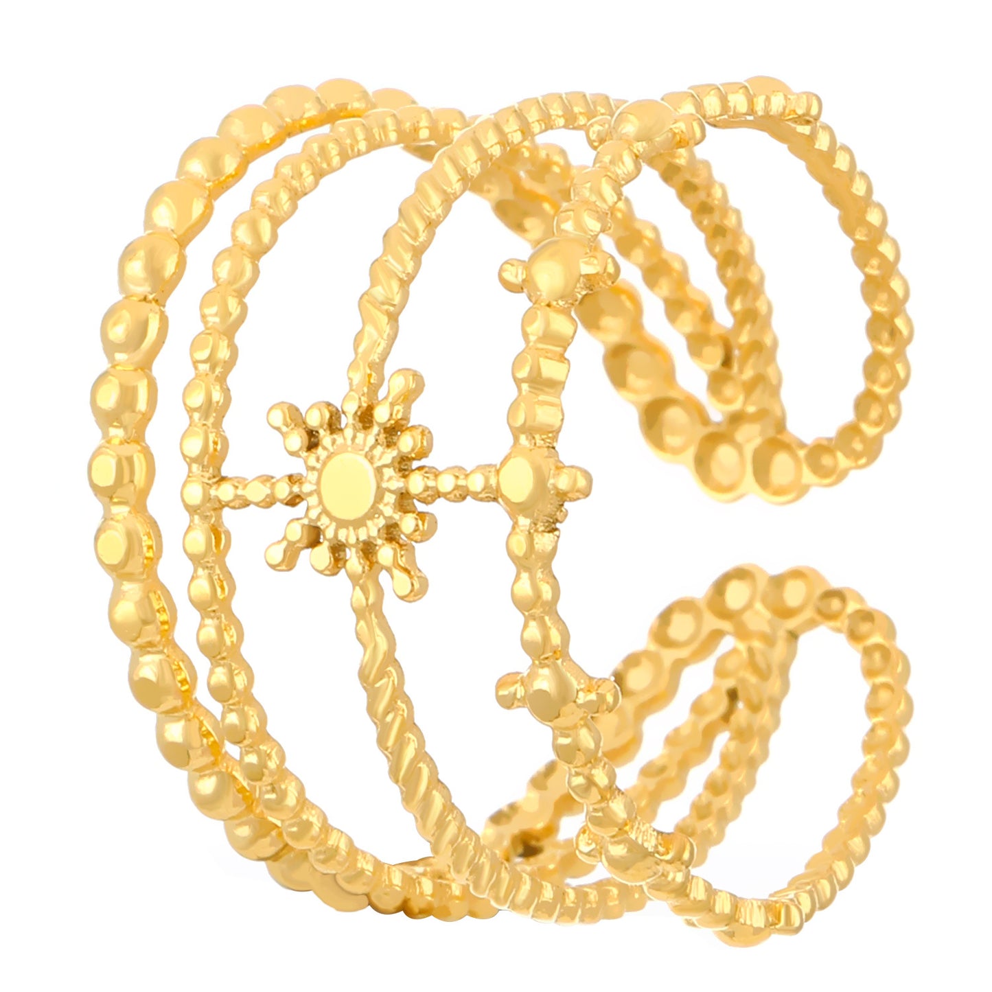 Advanced Exaggerated Stainless Steel Female Flower Rings