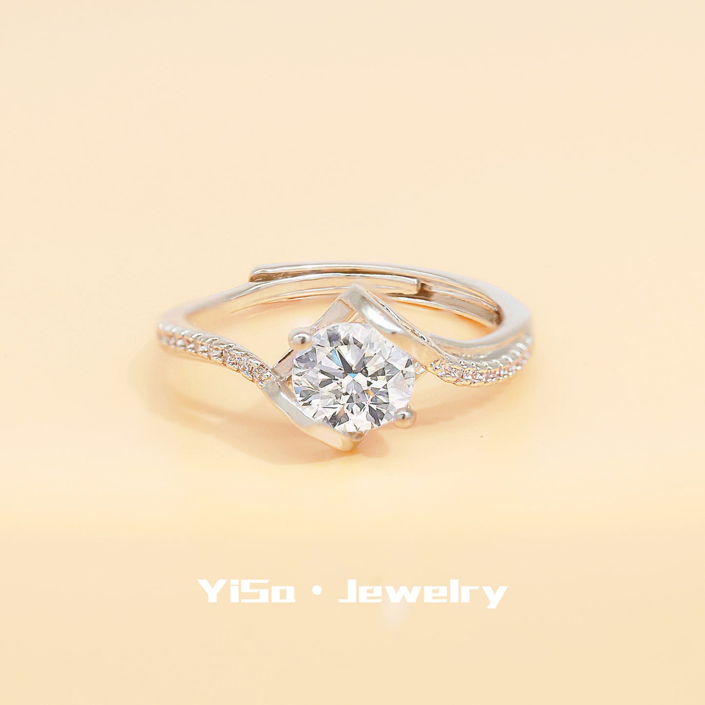 Fashion Karat Open Inlaid Zircon Female Rings