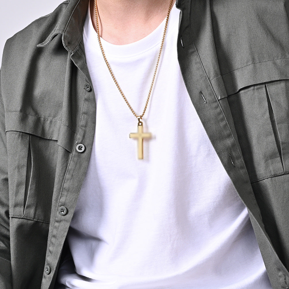 Men's Ornament Stainless Steel Cross Shelf Titanium Pendants