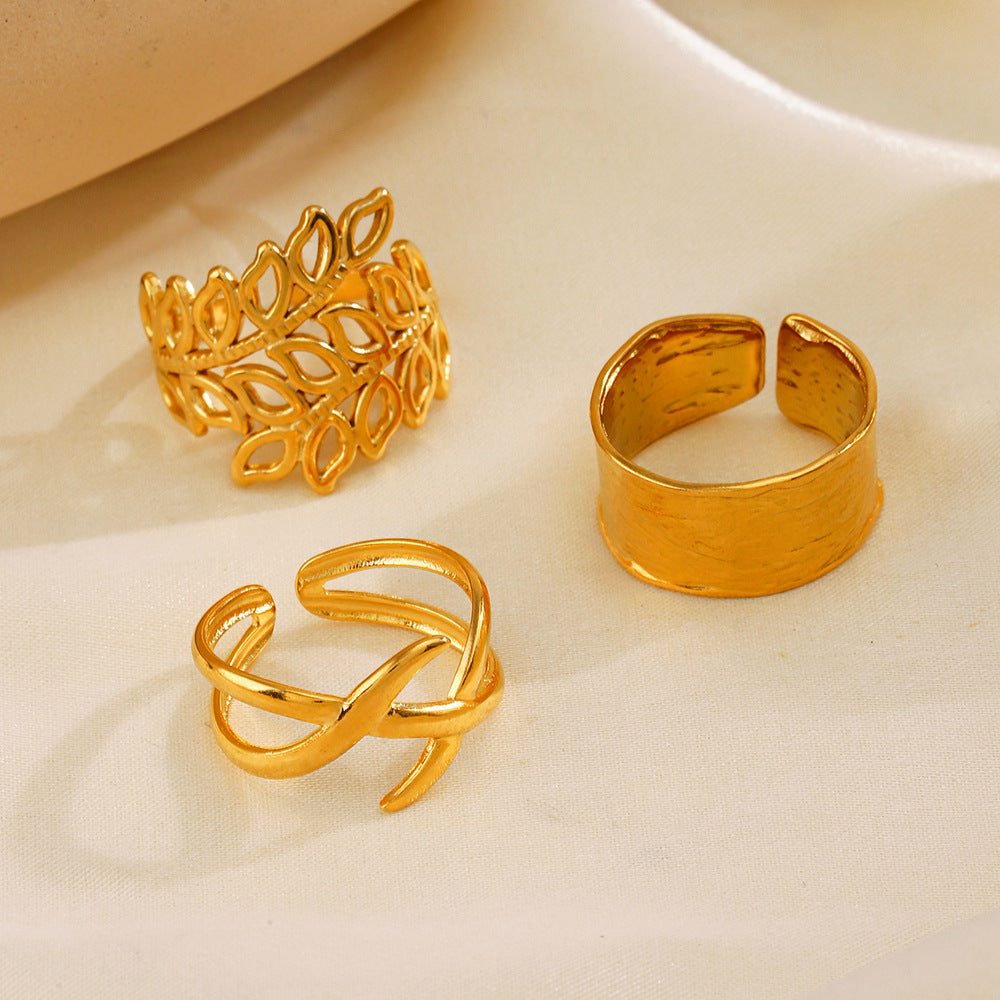 Pattern Heart-shaped Open Female Personality Wide Face Rings