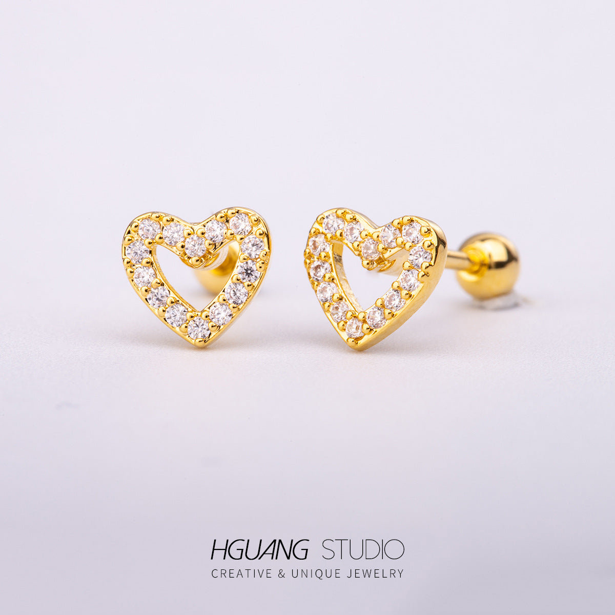 Micro Inlaid Zirconium Ear Bone Creative Heart Earrings