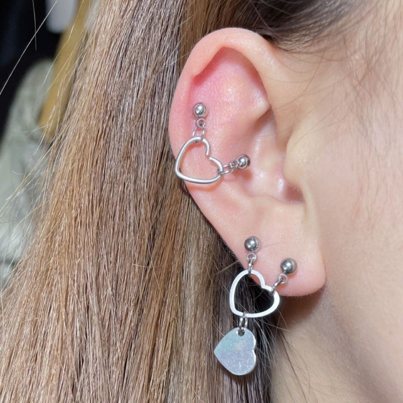 Piercing Love Heart Ear Bone Screw Earrings