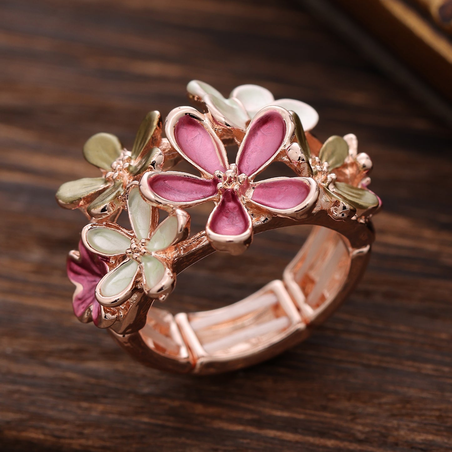 Alloy Artificial Color Painting Oil Elastic Rings