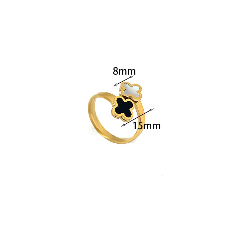 Shell Clover Titanium Steel Open Female Rings
