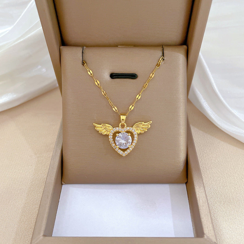 Steel Light Luxury Full Diamond Design Temperament Necklaces