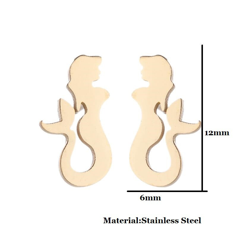 Summer Small Ear Fashion Mermaid Bone Earrings