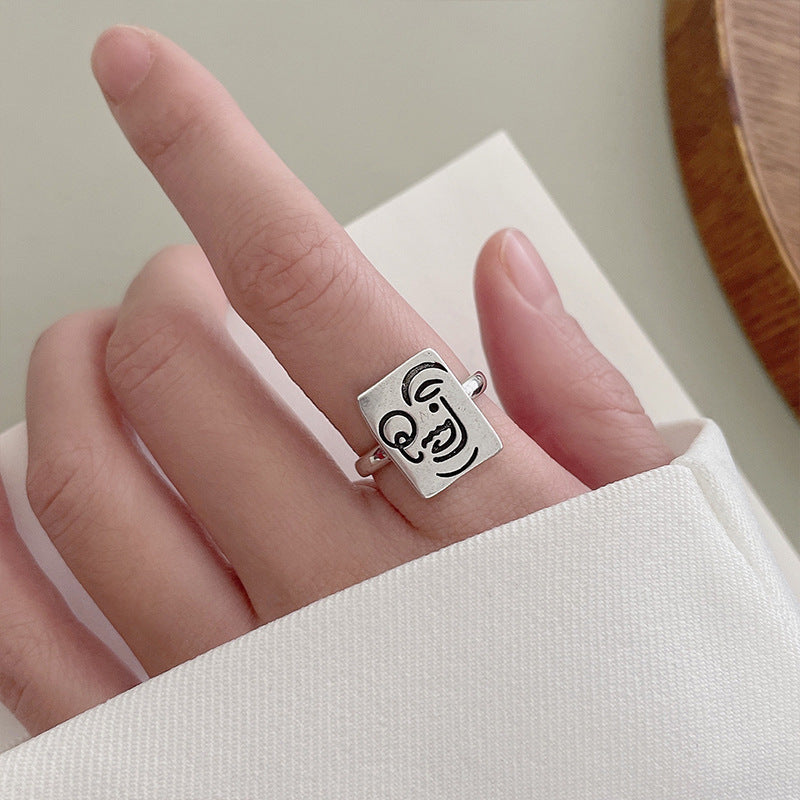 Sier Niche Portrait Simple Open Design Rings