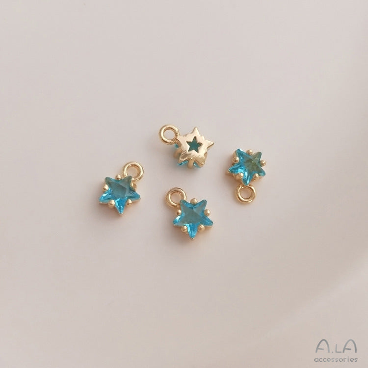 Color Pentagram Zircon Birthstone Lucky Stone Pendants