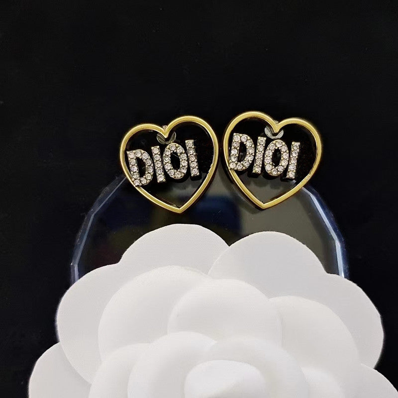 Women's & Men's Quality Collection Trending Rhinestone Letters Sier Earrings