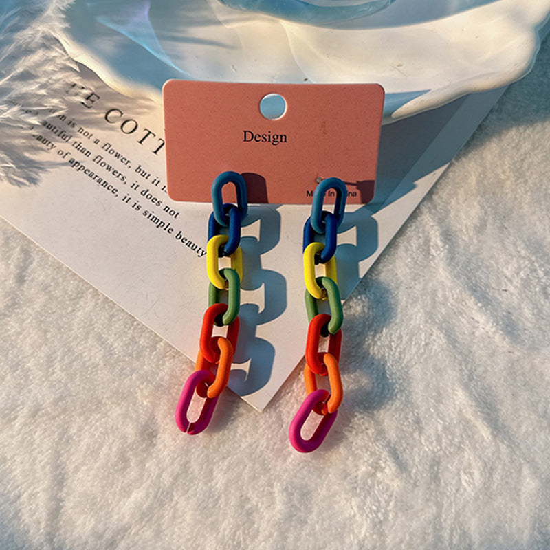 Fashion Design Candy Color Chain Female Dopamine Rings